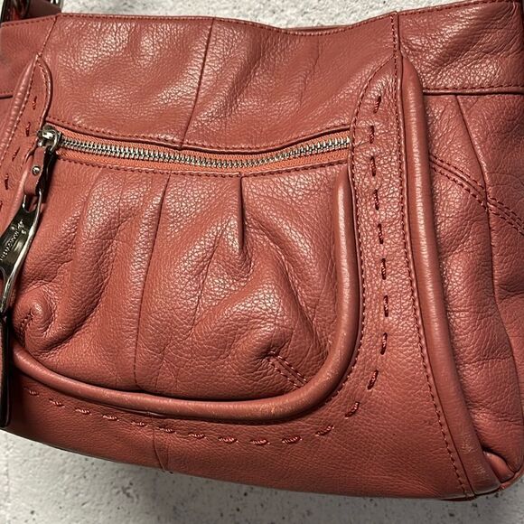 B MAKOWSKY Purse Butter Soft Leather Bag Dusty Rose Pink Animal Print Lining - Picture 7 of 9